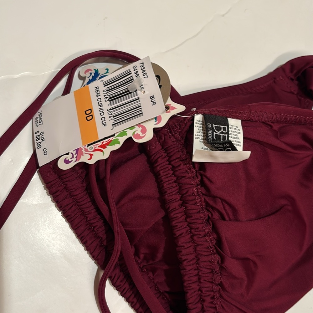 NWT BECCA Deep Burgundy Bikini Top DD swim swimsuit top - Picture 8 of 8